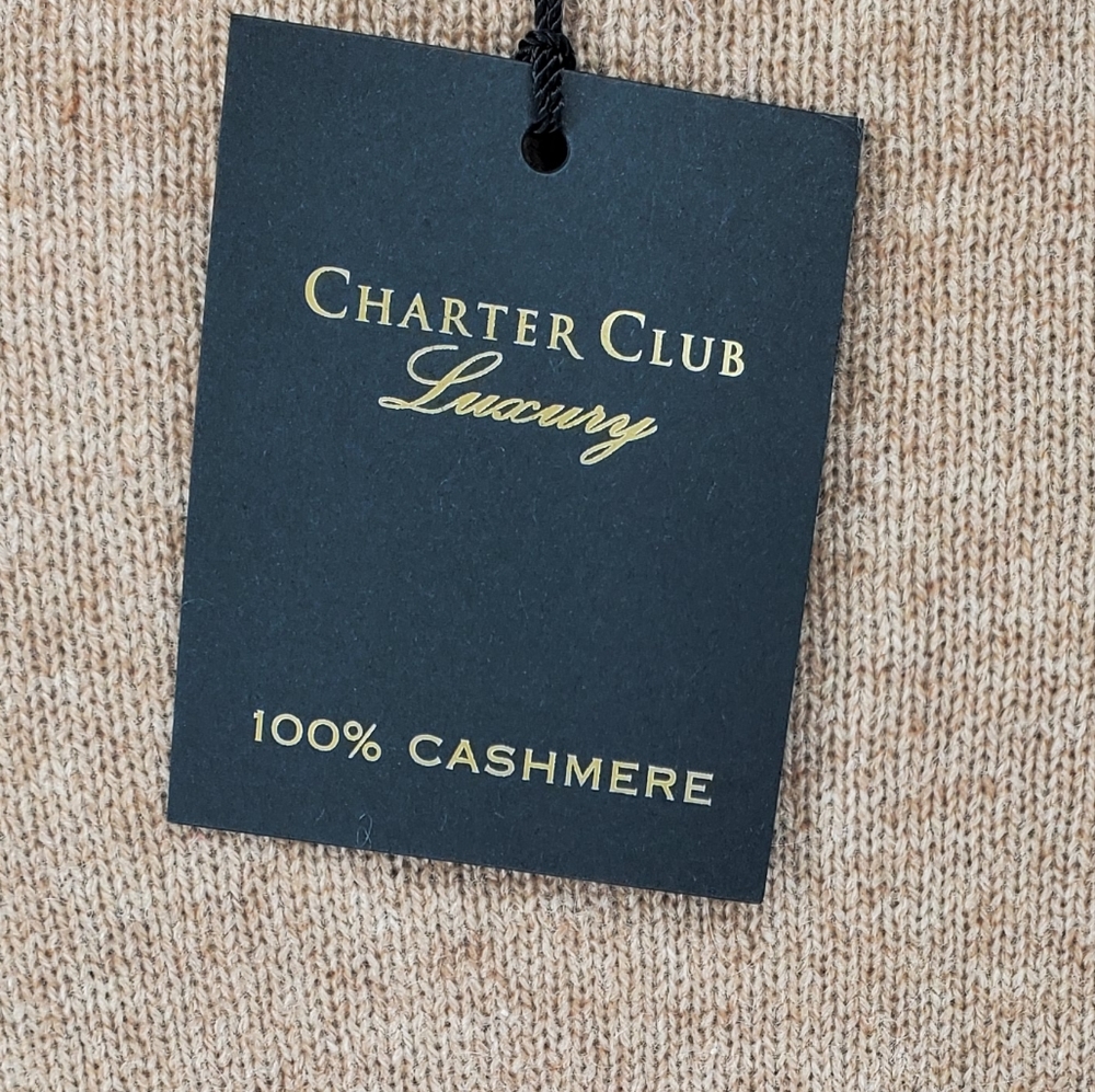 Charter Club Women's Border-Trim Cashmere Sweater Brown Size Large - Picture 8 of 8